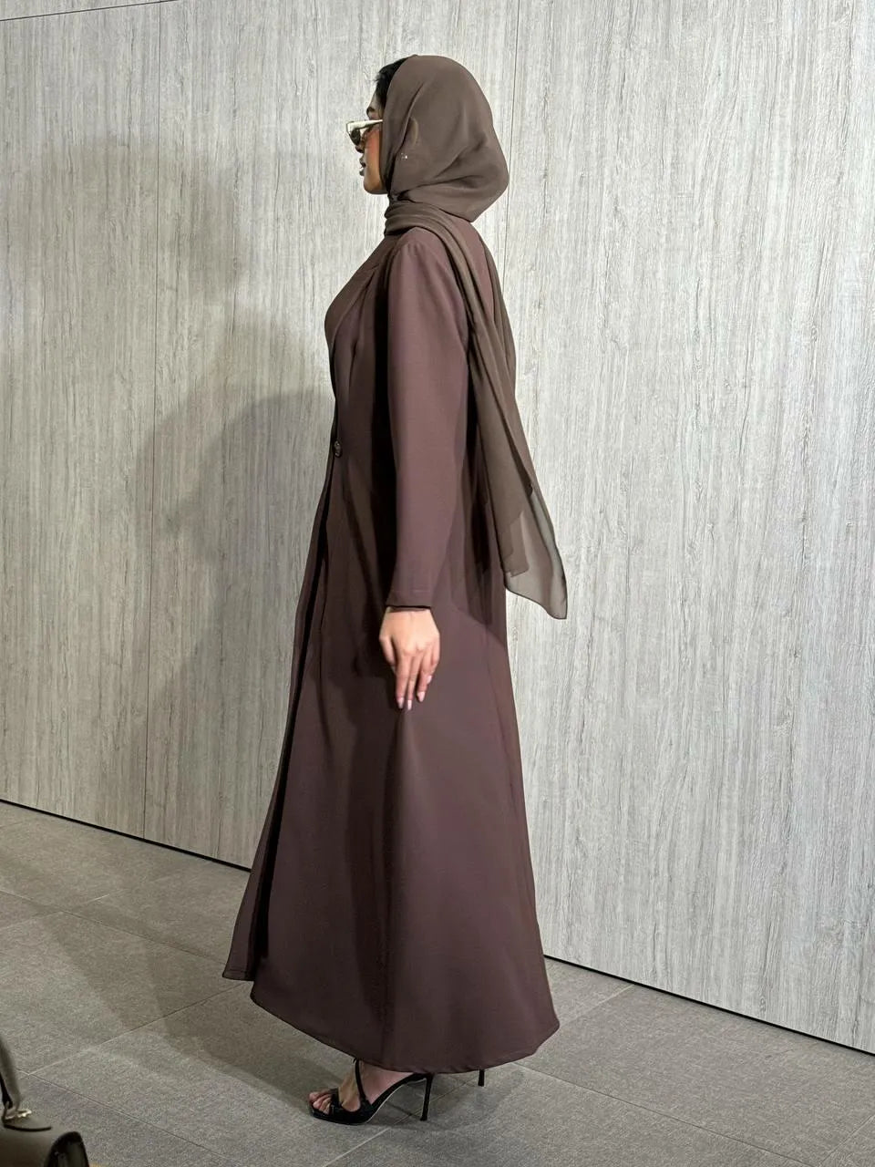 Brown crepe blazer abaya