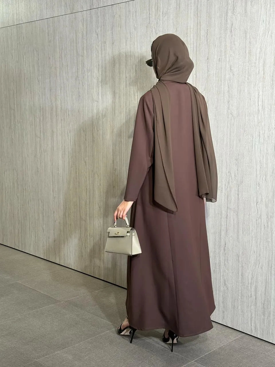Brown crepe blazer abaya