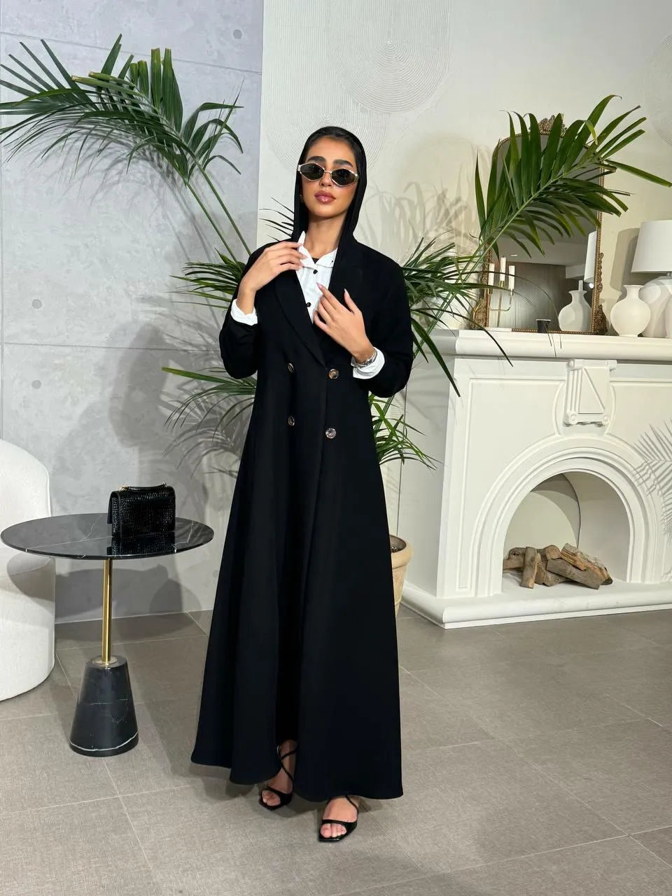 Black crepe blazer abaya