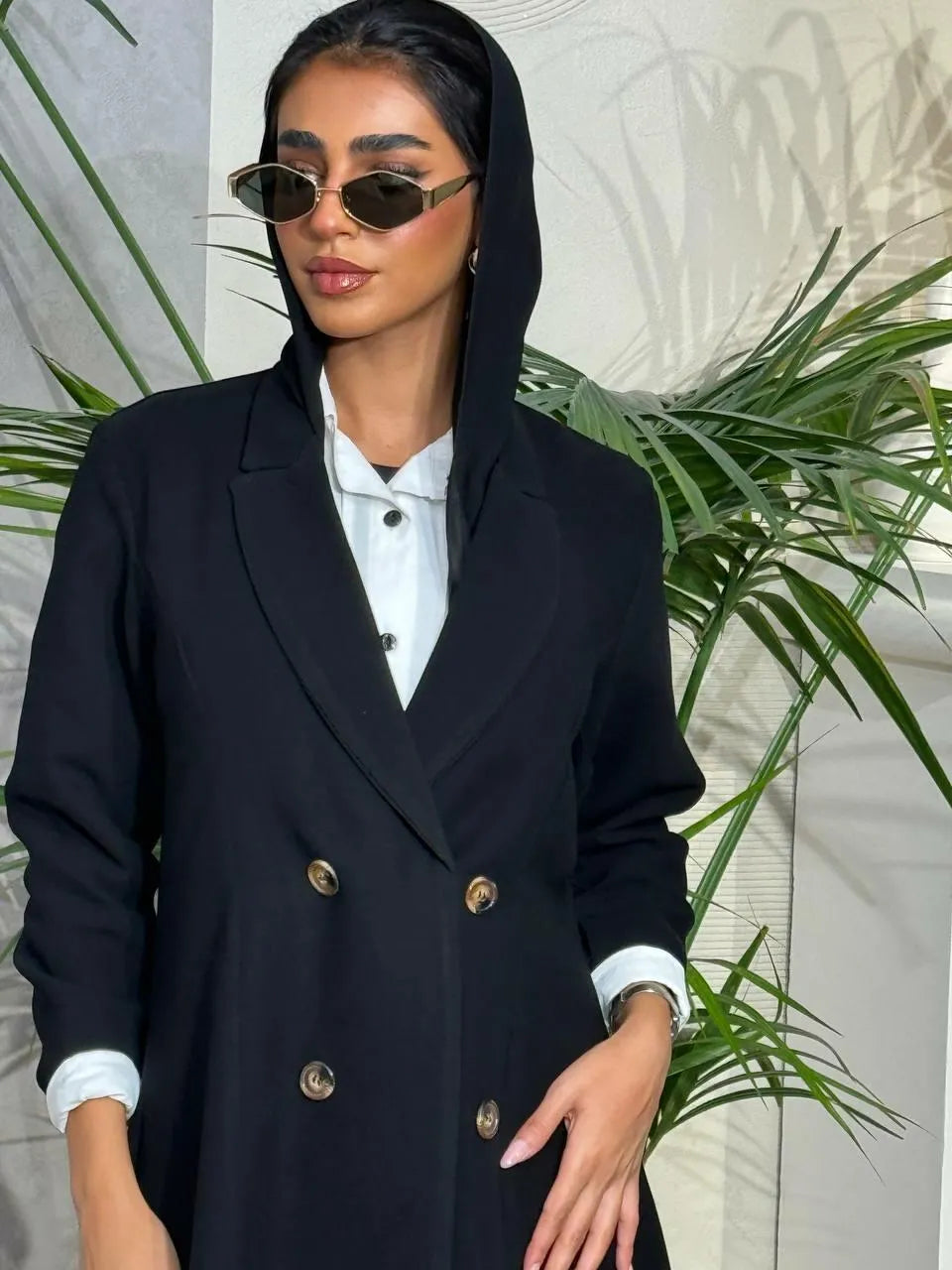 Black crepe blazer abaya