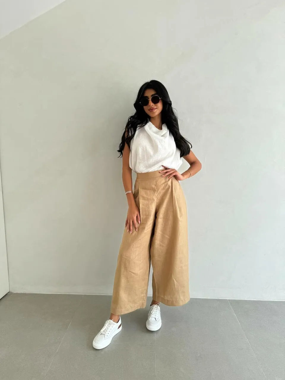 Beige linen pants