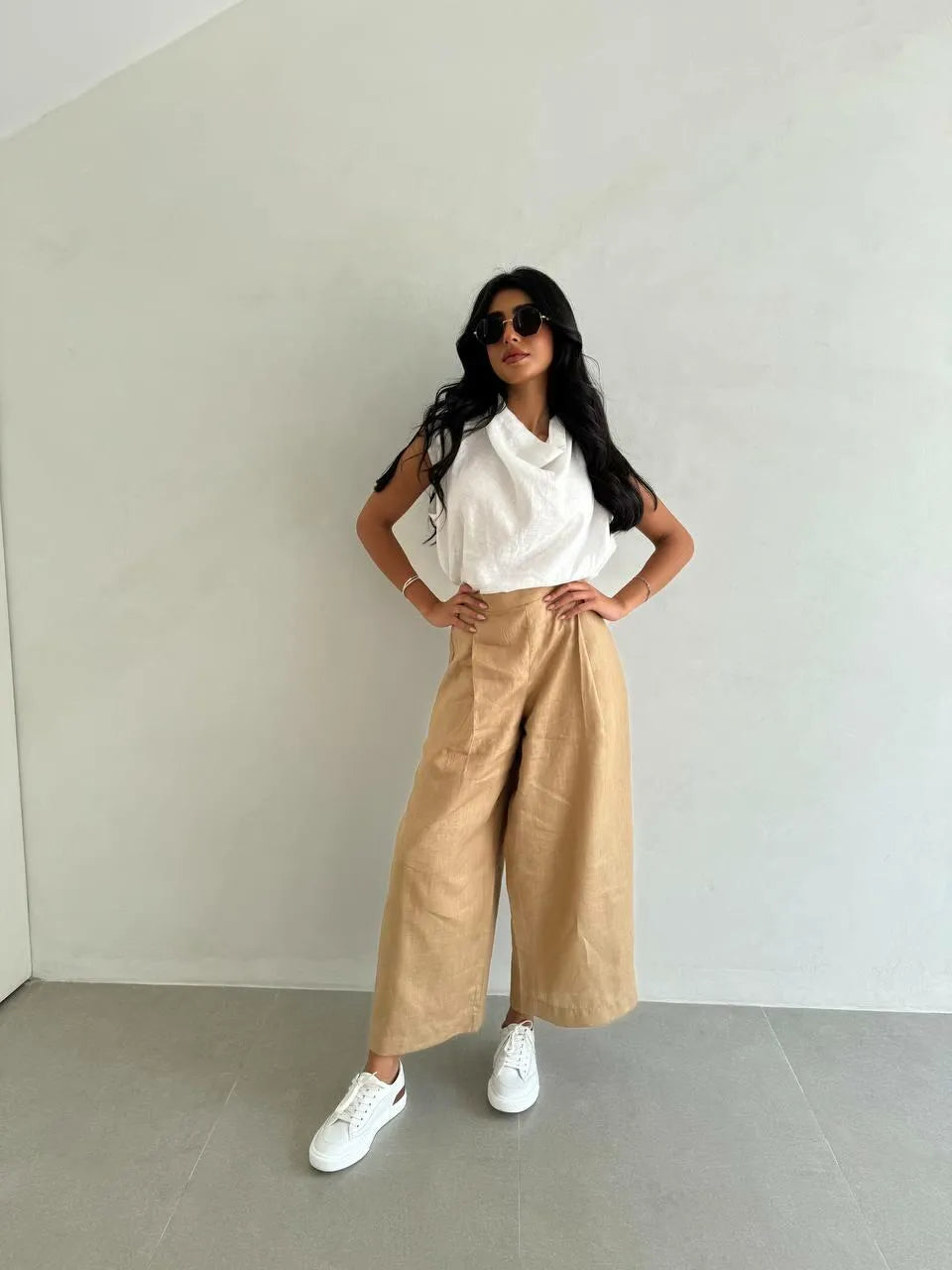 Beige linen pants