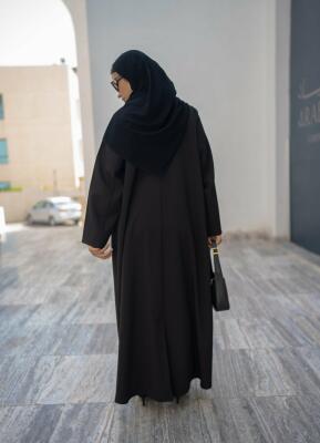 Black and beige crepe blazer abaya