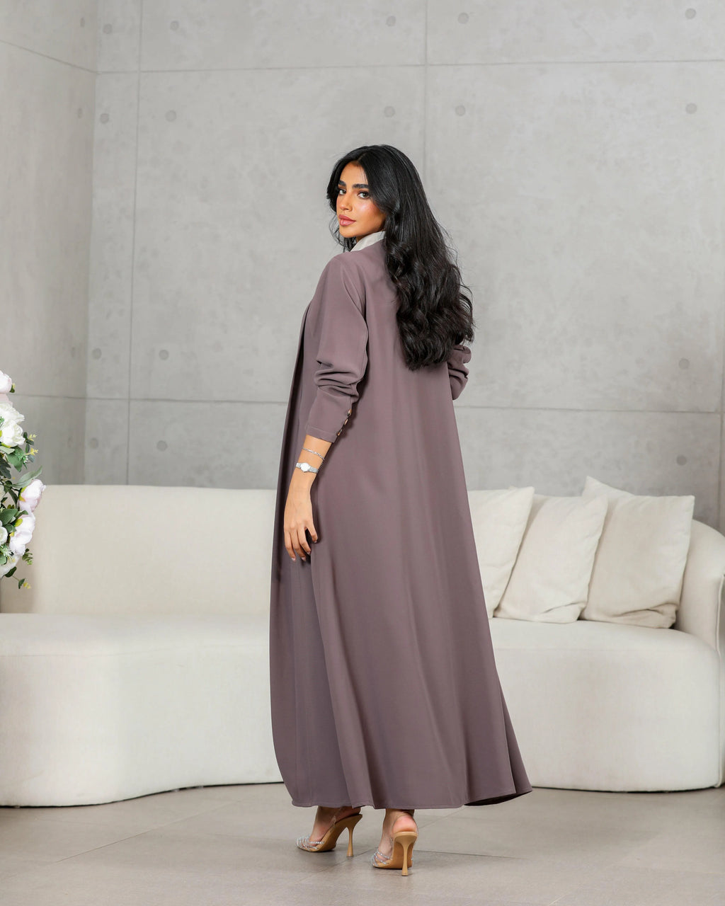 Coffe crepe blazer abaya