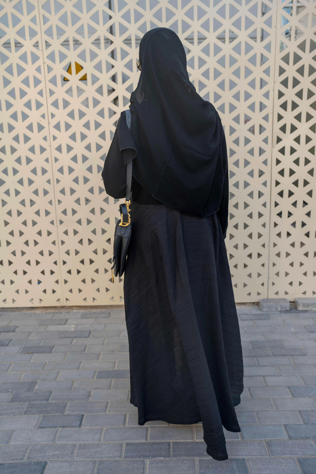 Black and grey crepe blazer abaya