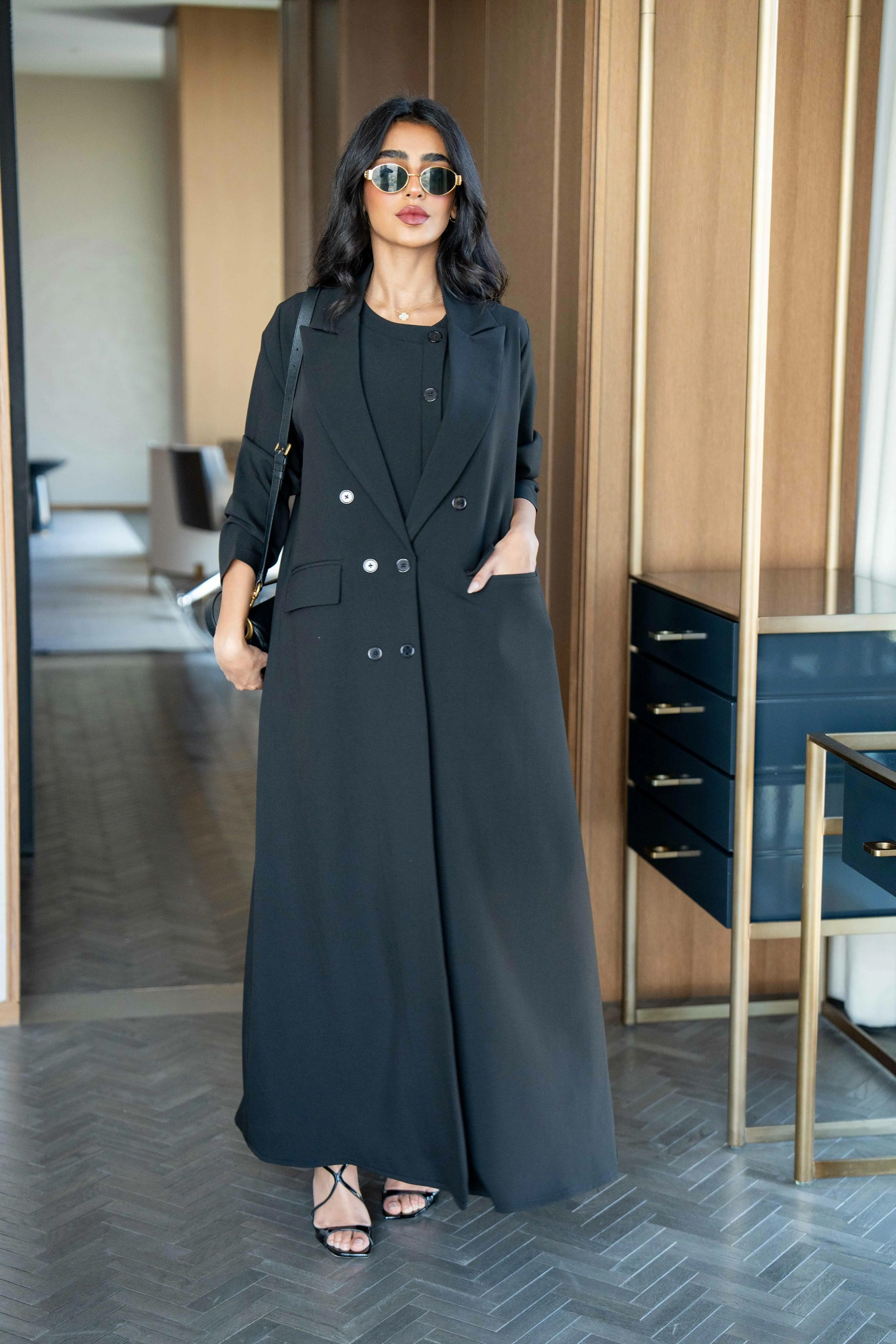 Black crepe blazer abaya