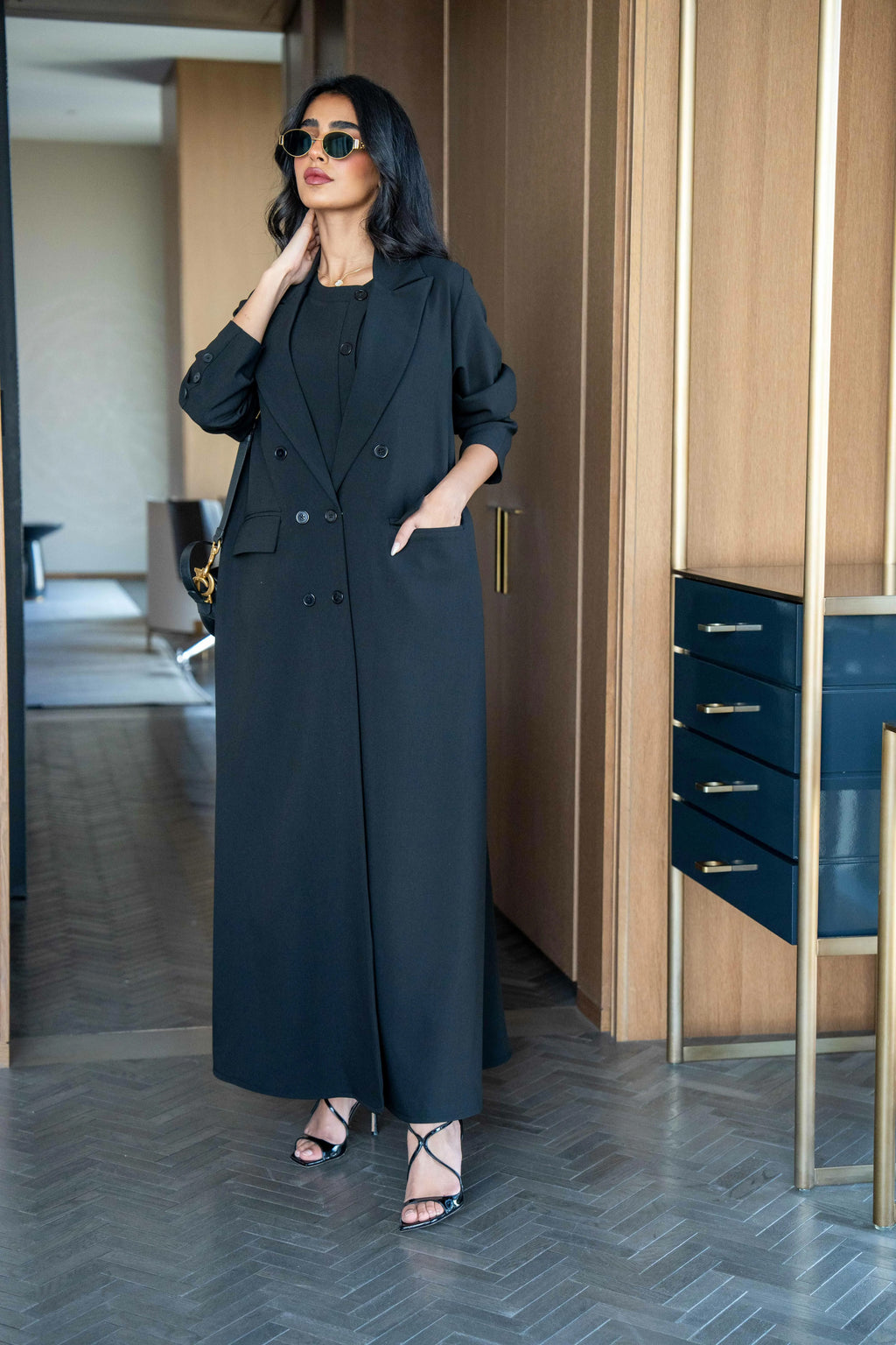 Black crepe blazer abaya