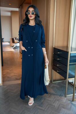 Navy crepe blazer abaya