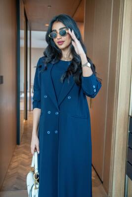 Navy crepe blazer abaya