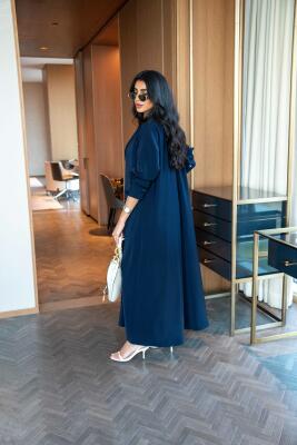 Navy crepe blazer abaya