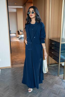 Navy crepe blazer abaya