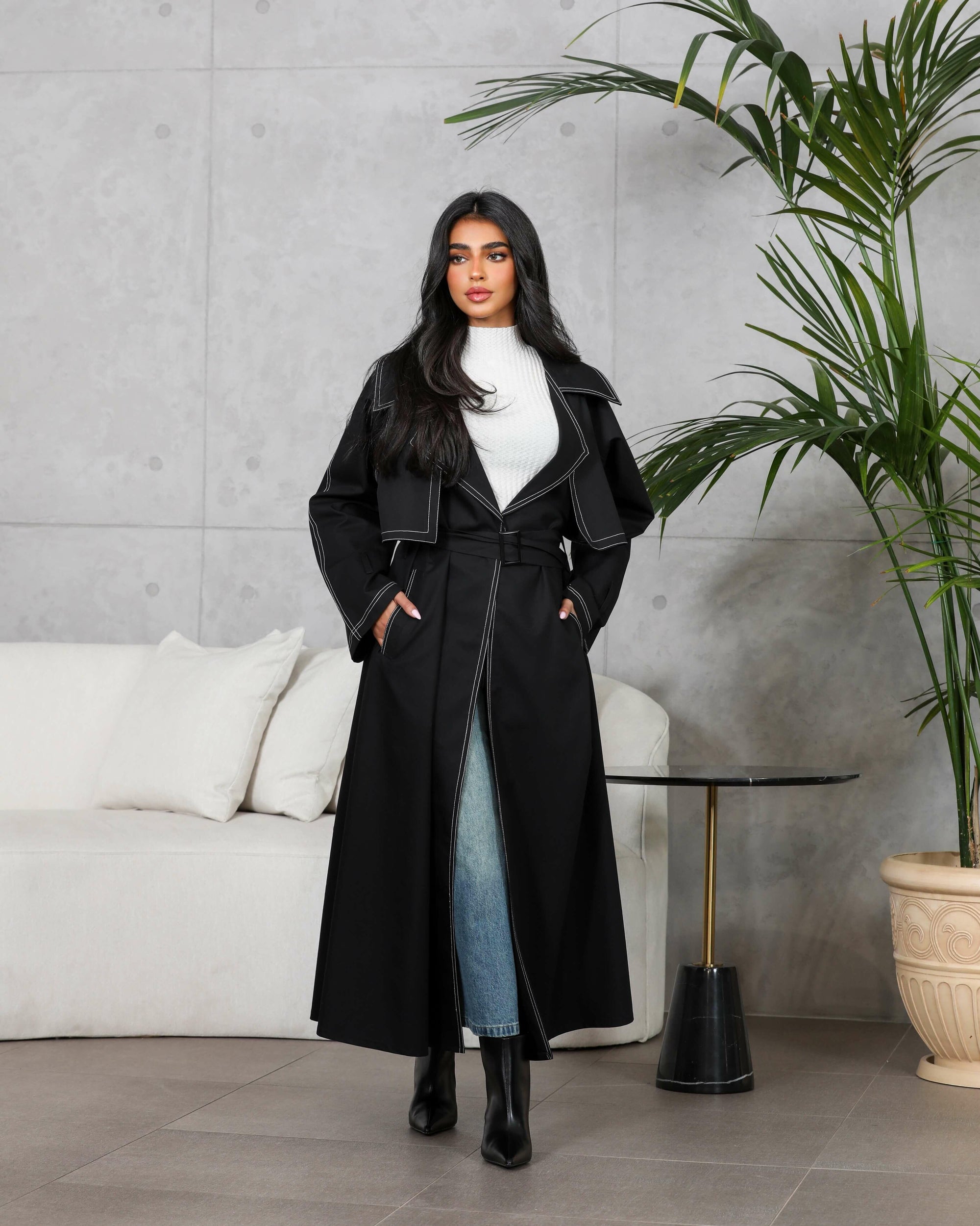 Black trench coat blazer abaya