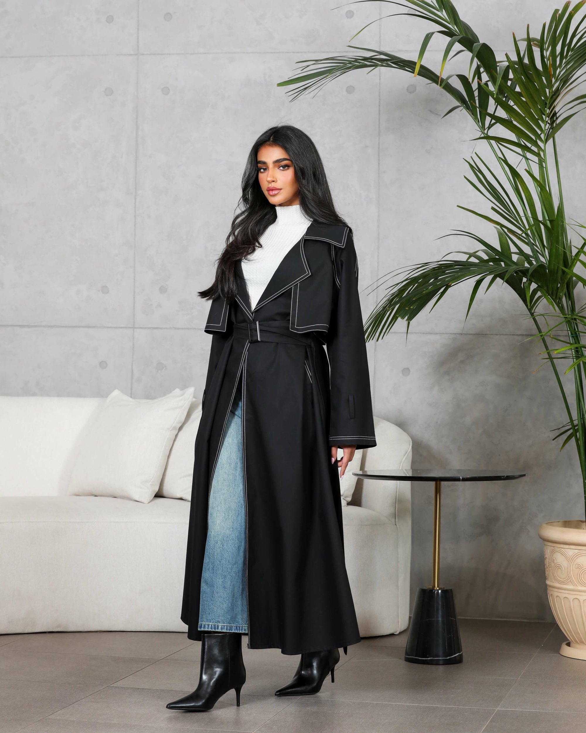 Black trench coat blazer abaya