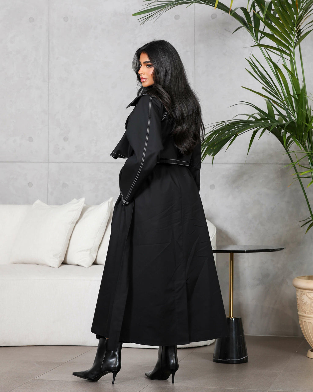 Black trench coat blazer abaya