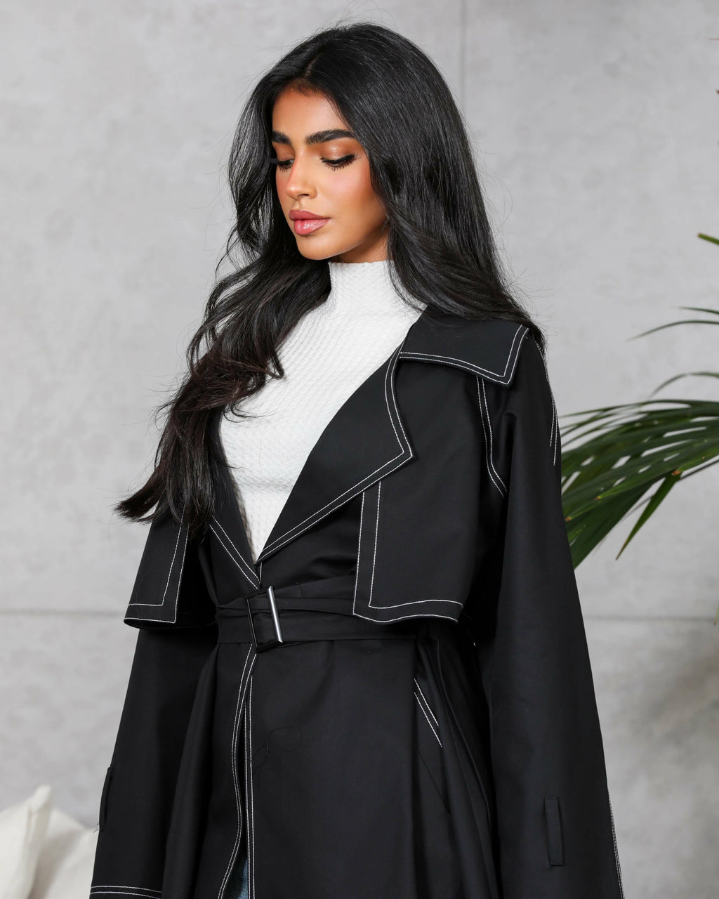 Black trench coat blazer abaya