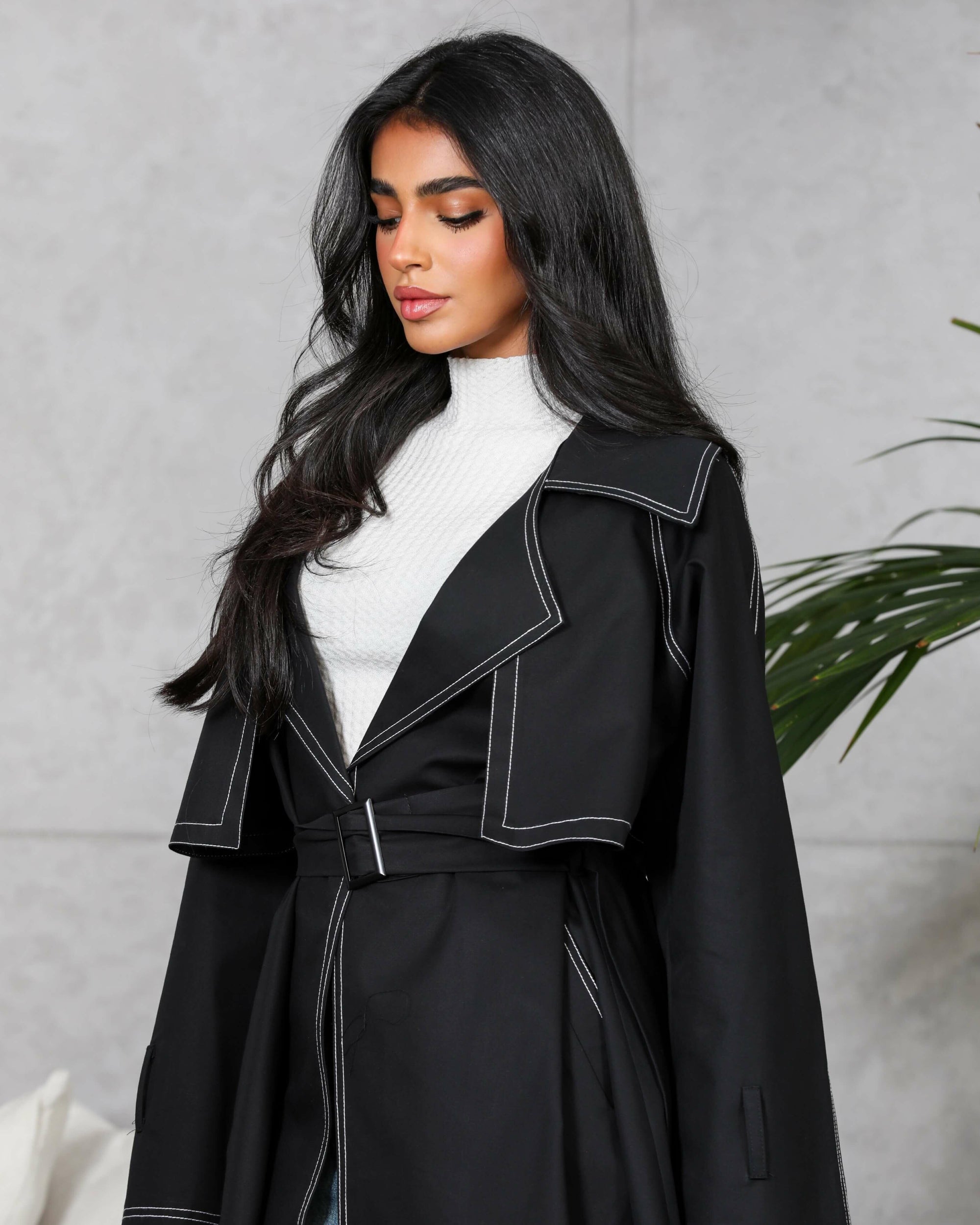 Black trench coat blazer abaya