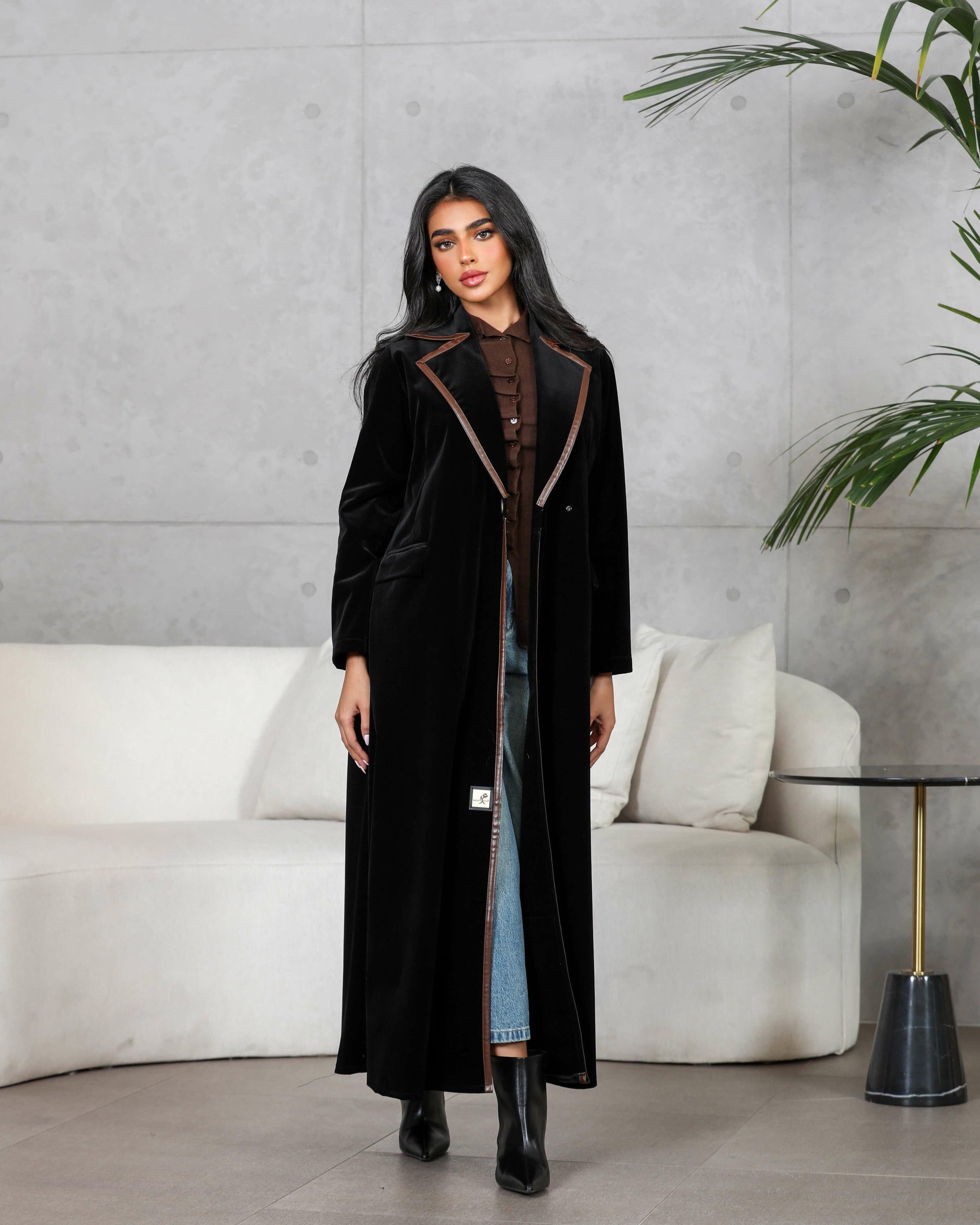 Black blazer velvet abaya