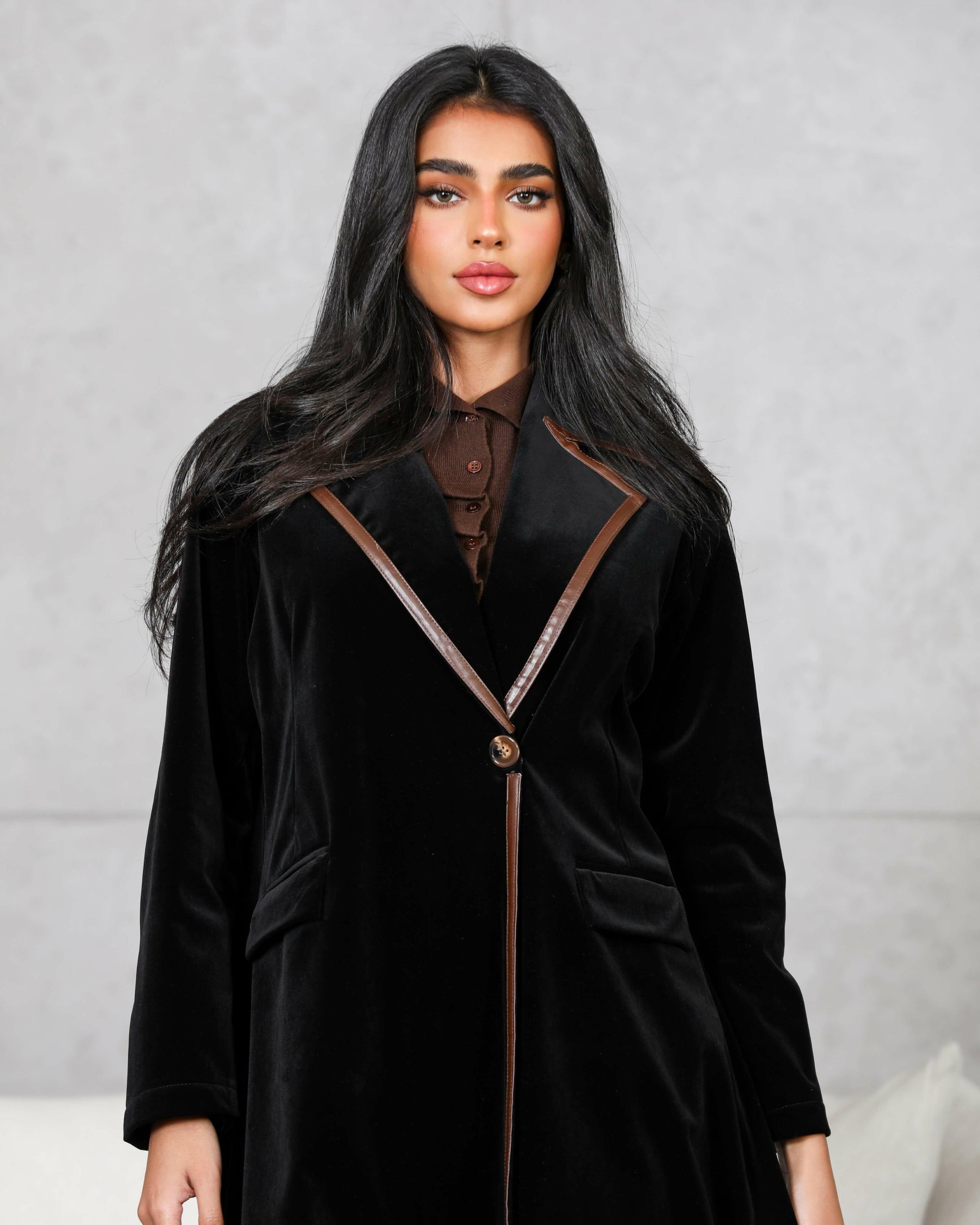 Black blazer velvet abaya