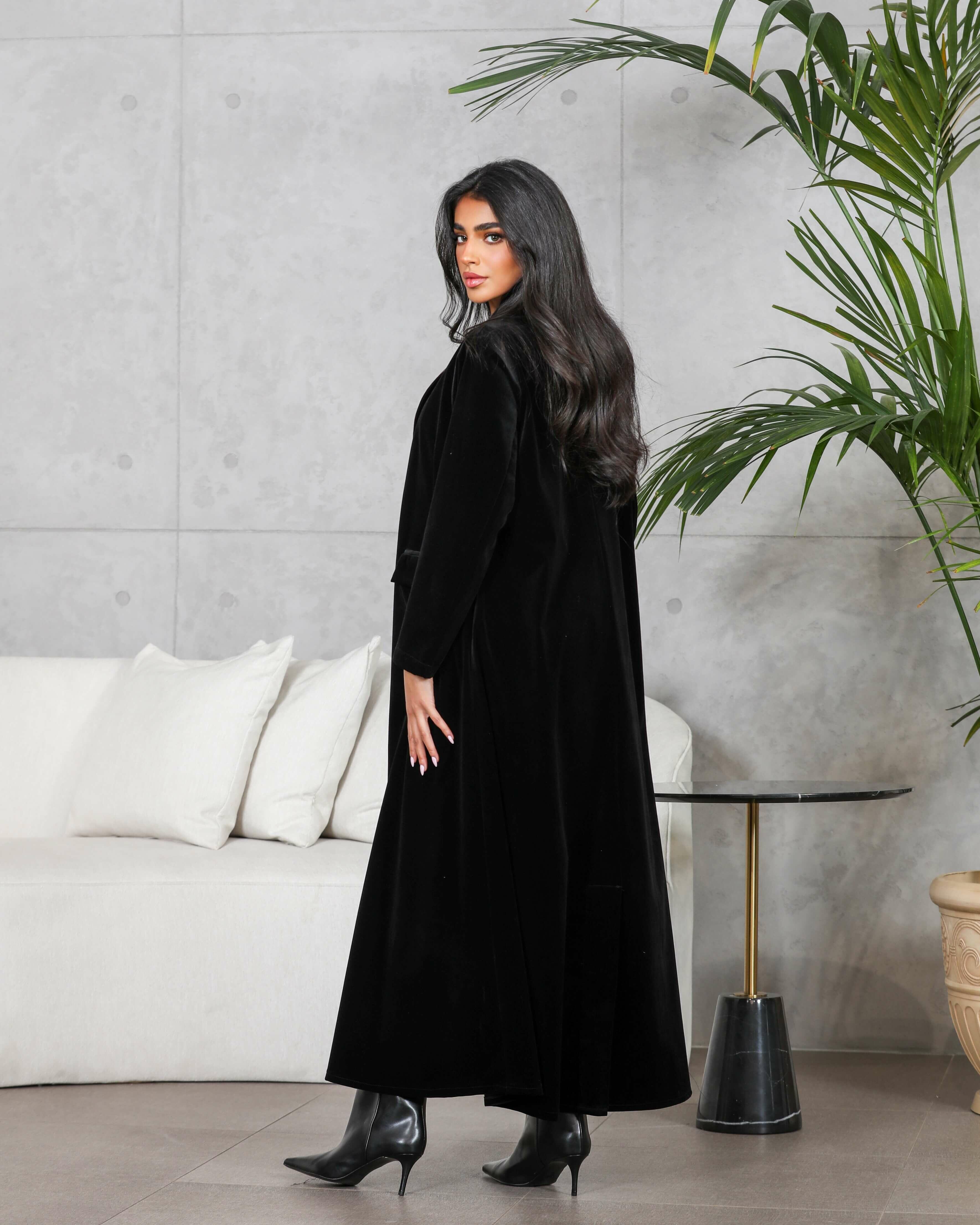 Black blazer velvet abaya