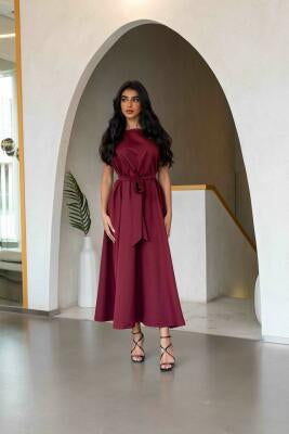 Burgundy crepe dress