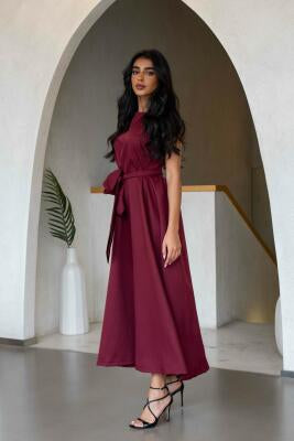Burgundy crepe dress