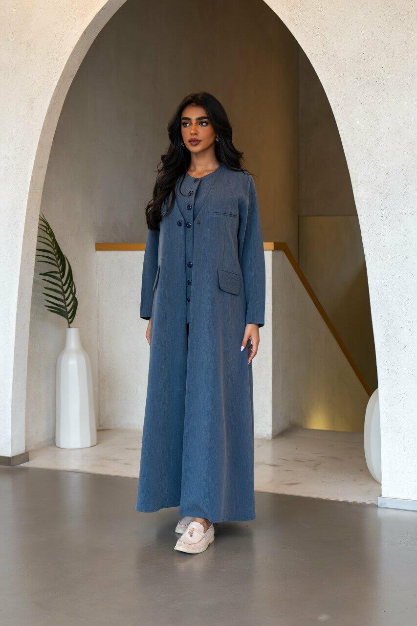 Light blue blazer abaya