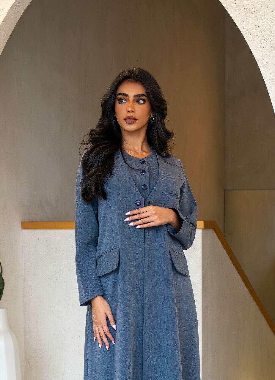 Light blue blazer abaya
