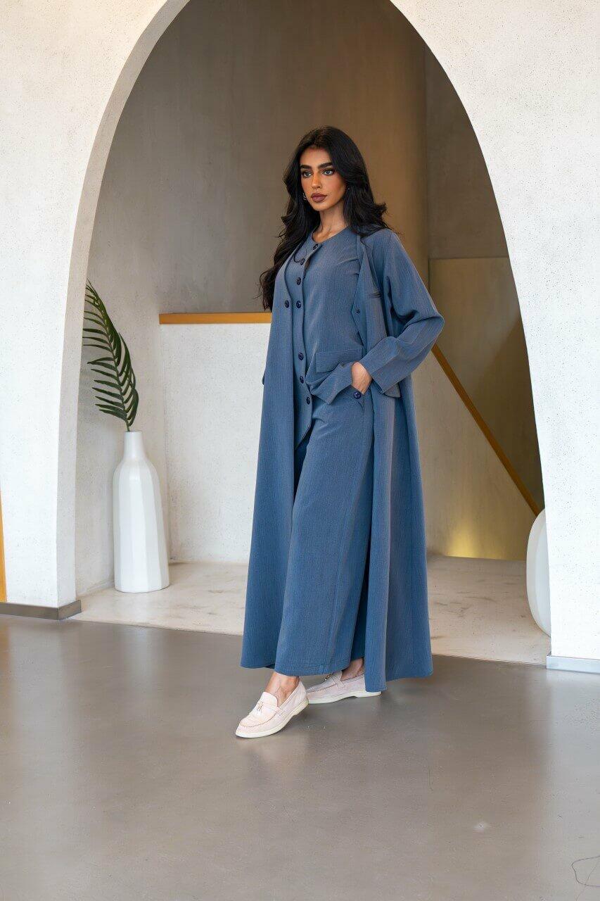 Light blue blazer abaya