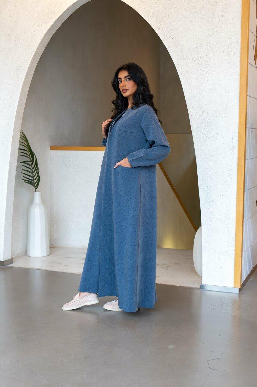 Light blue blazer abaya