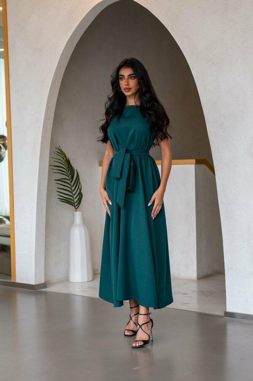 Green crepe dress