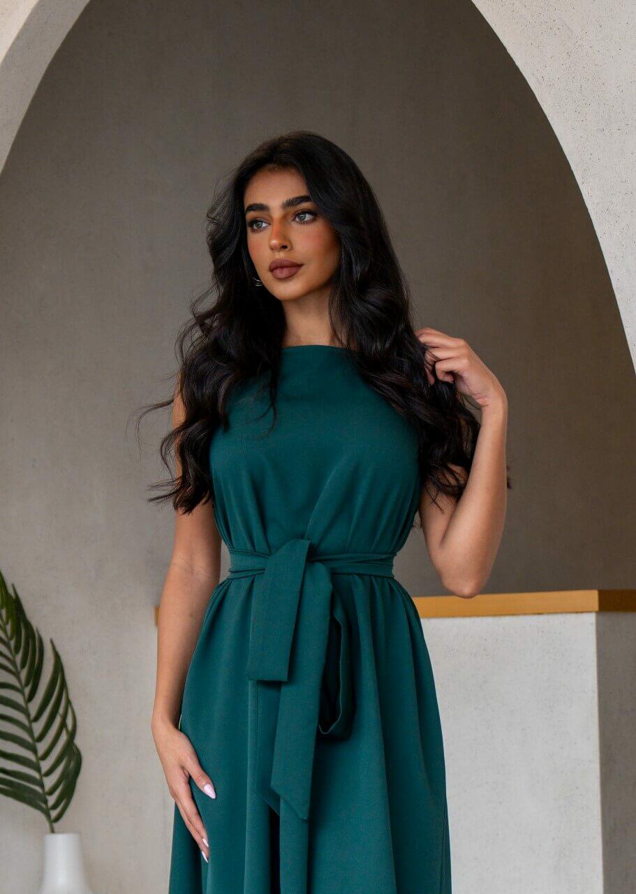 Green crepe dress
