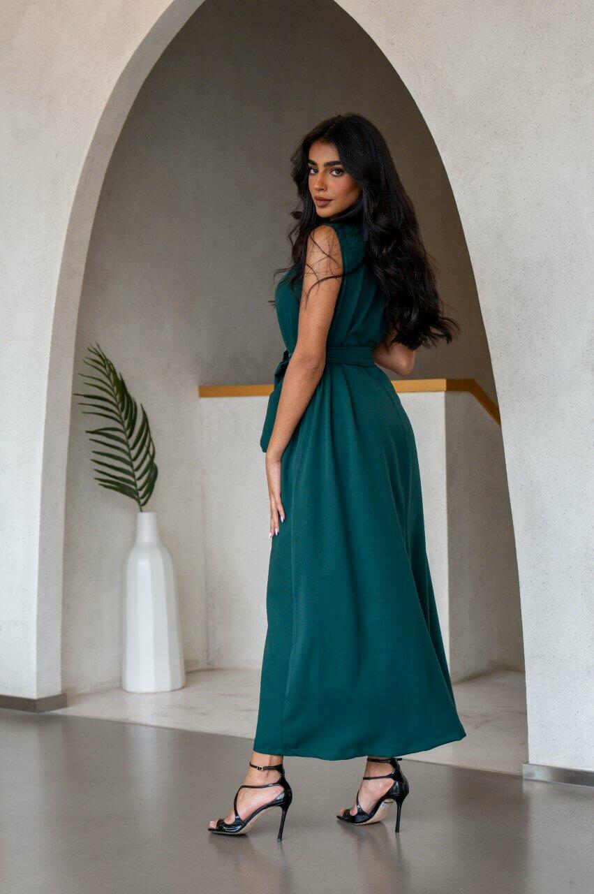 Green crepe dress