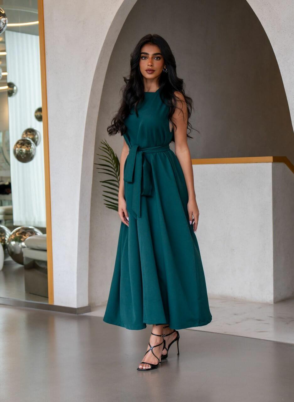 Green crepe dress
