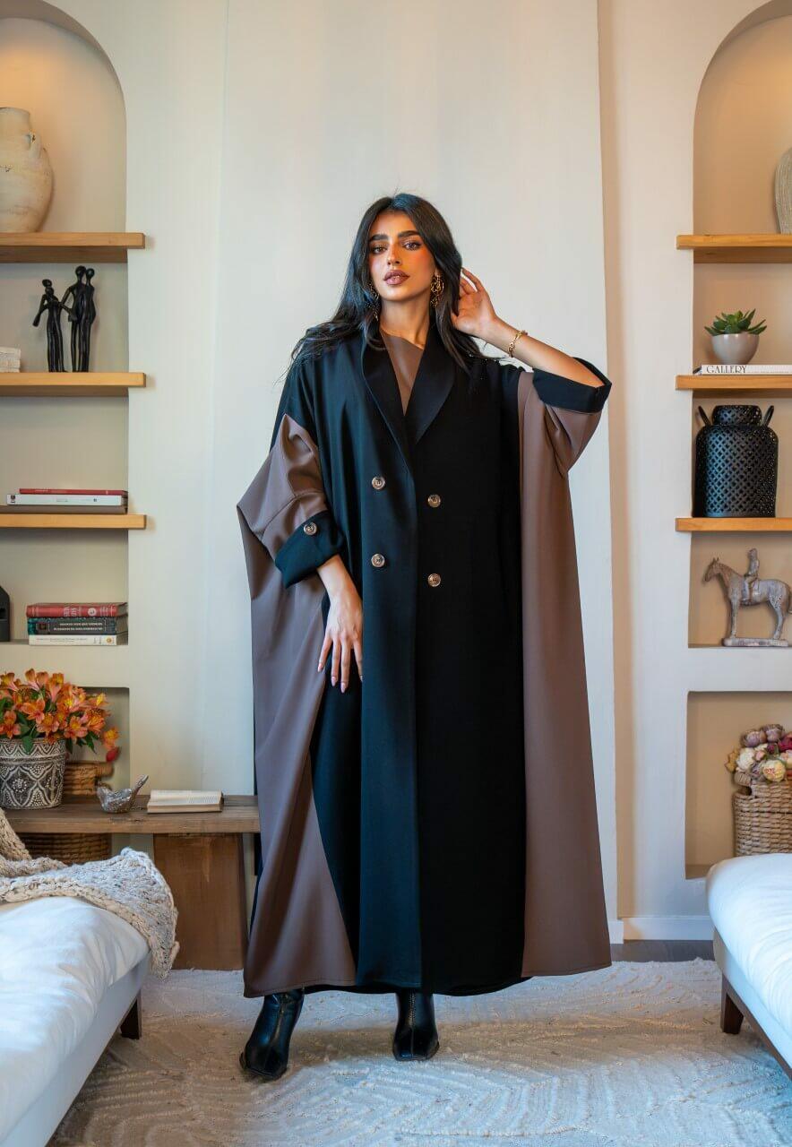 Black and brown crepe blazer abaya-free size