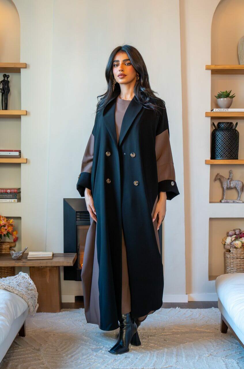 Black and brown crepe blazer abaya-free size