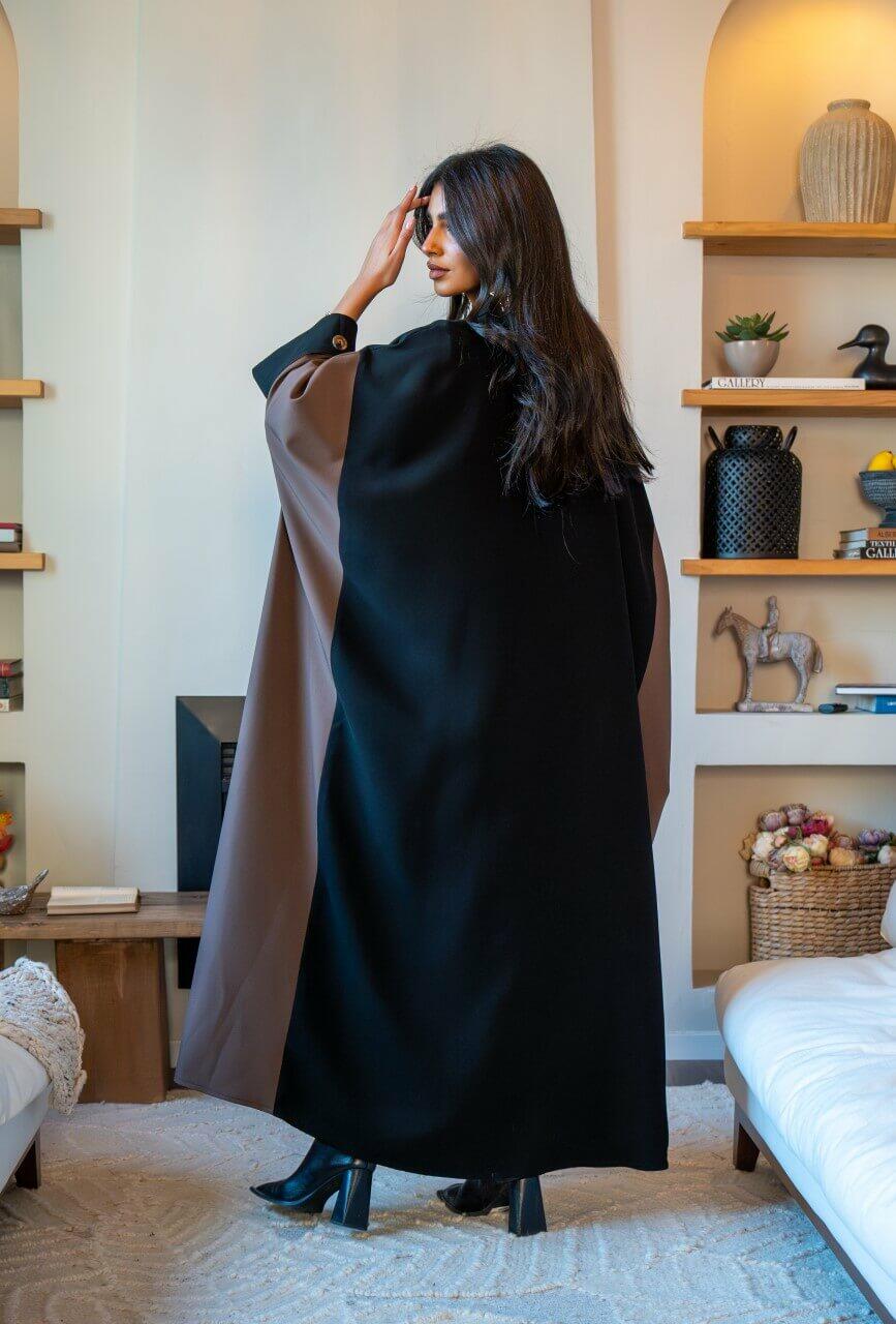 Black and brown crepe blazer abaya-free size