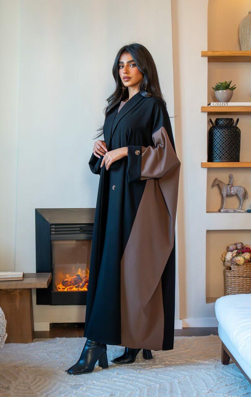 Black and brown crepe blazer abaya-free size