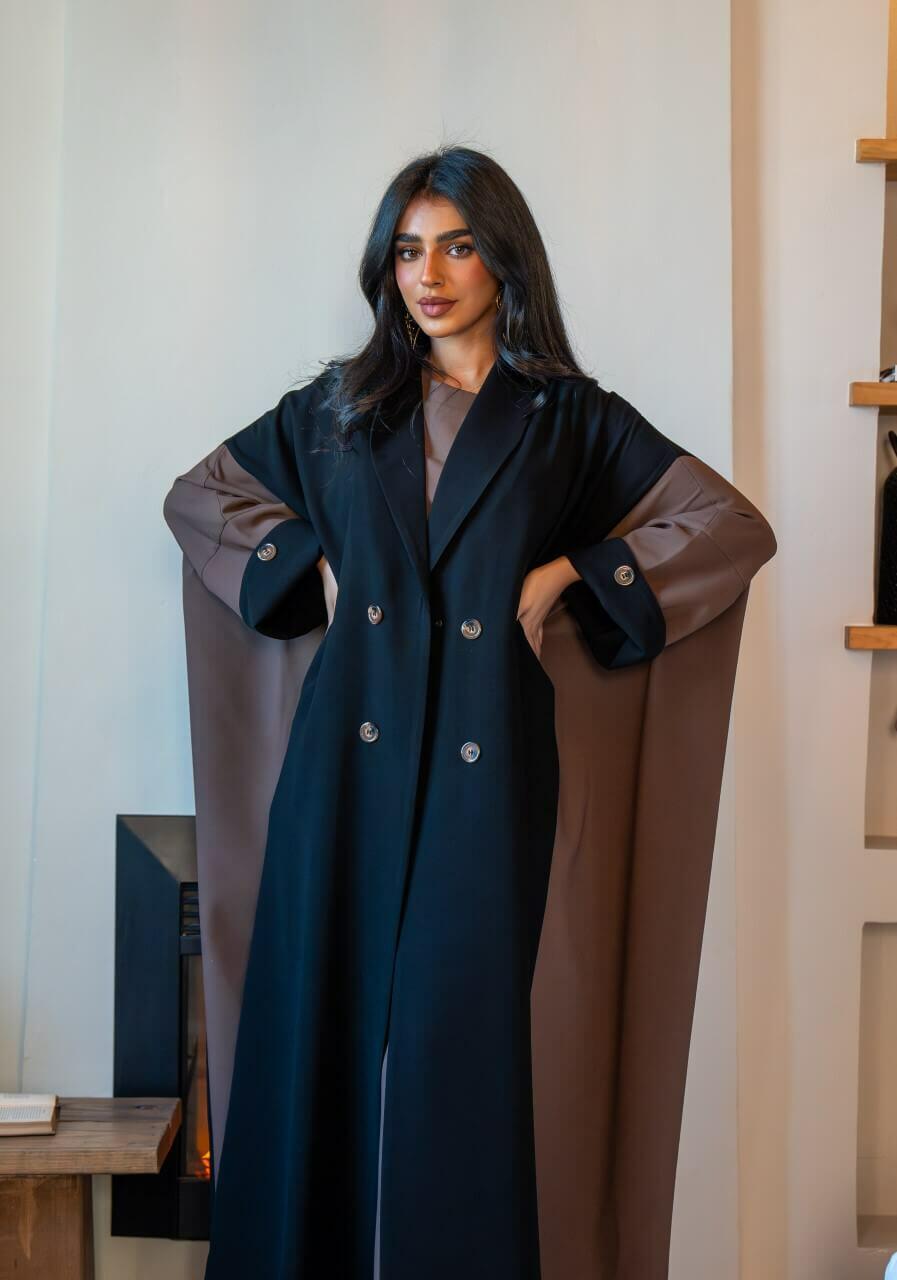 Black and brown crepe blazer abaya-free size