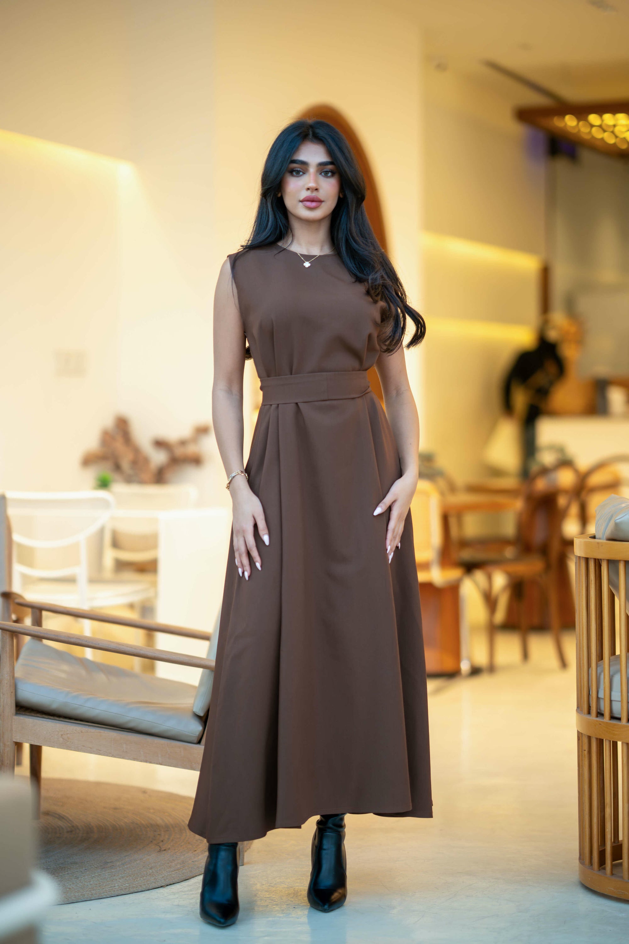 Brown crepe dress