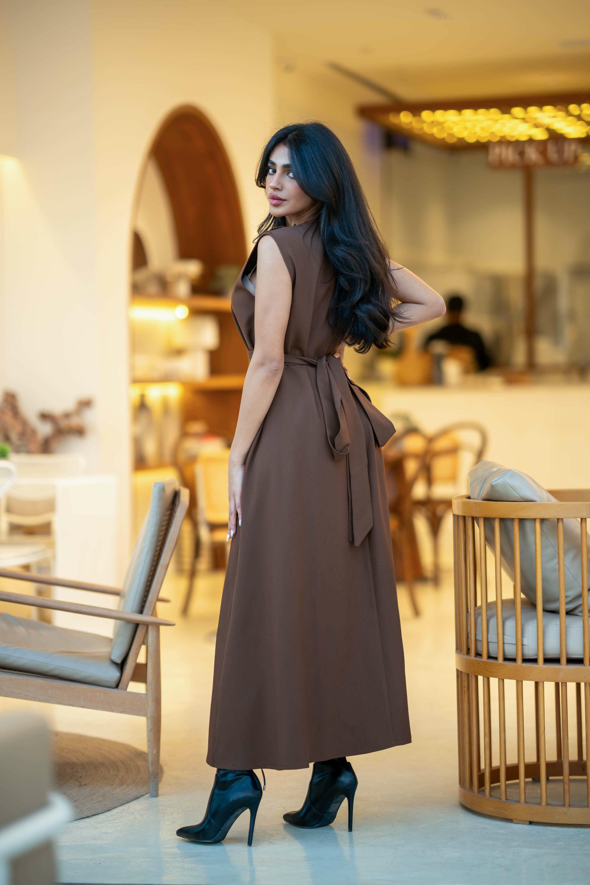 Brown crepe dress