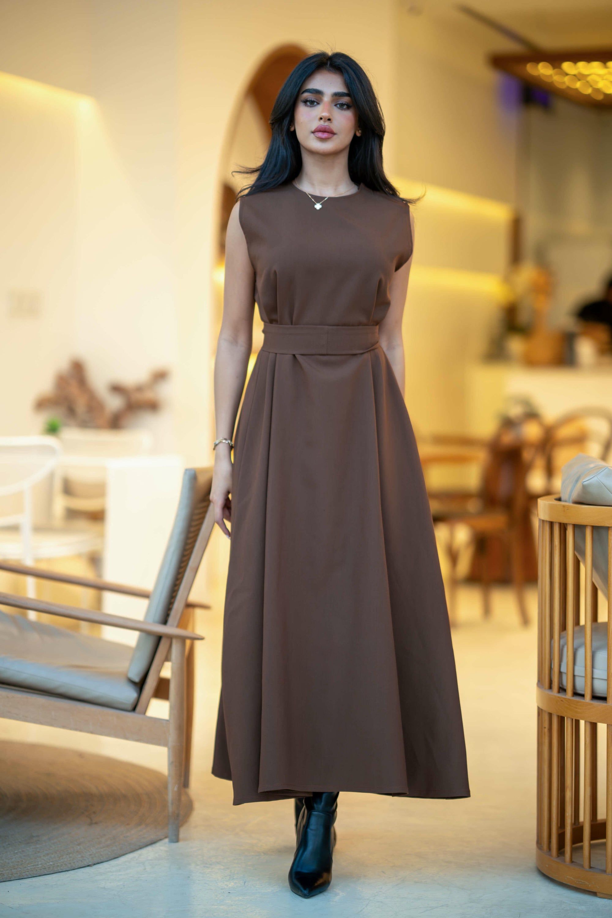 Brown crepe dress