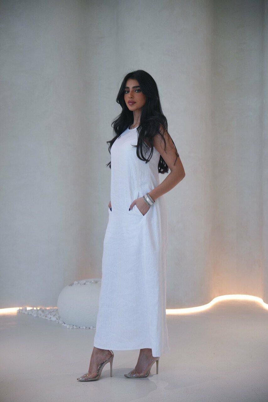 White linen dress