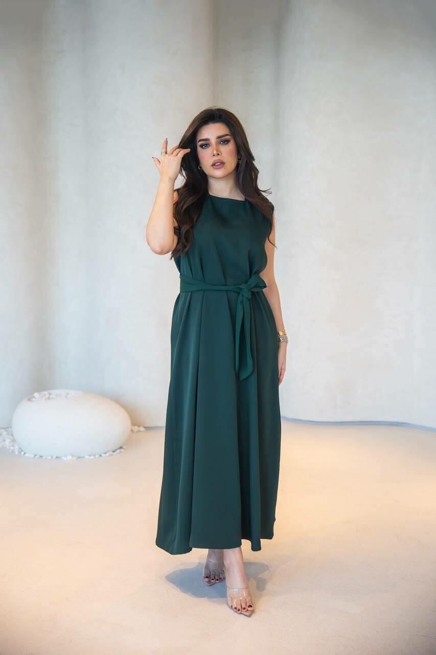 Green linen abaya