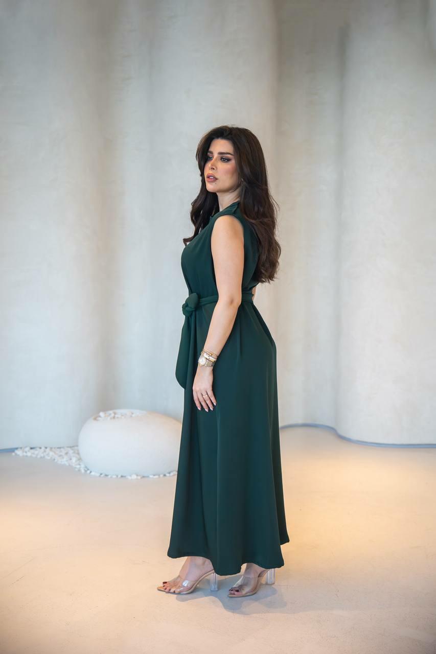 Green linen abaya