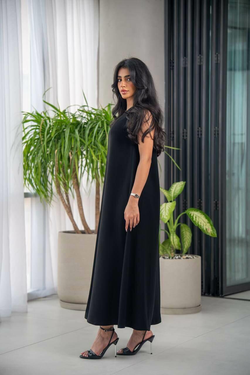 Black crepe practical dress