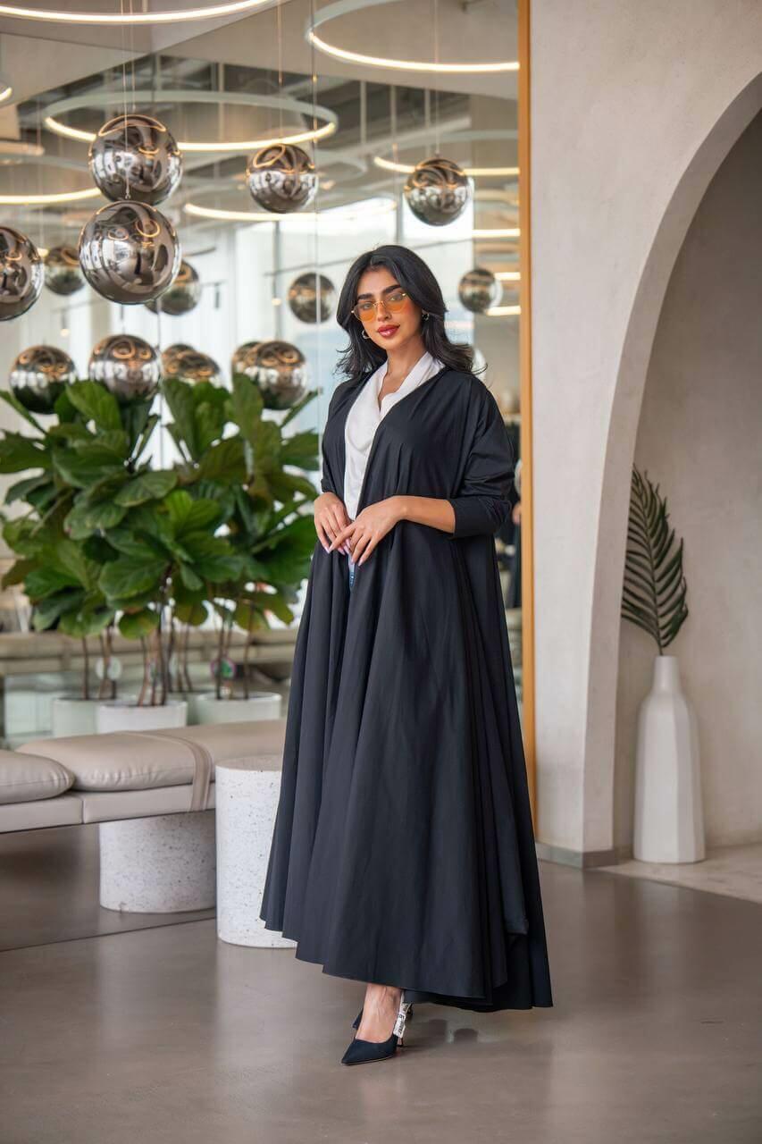 Black Zara cotton practical abaya-free size