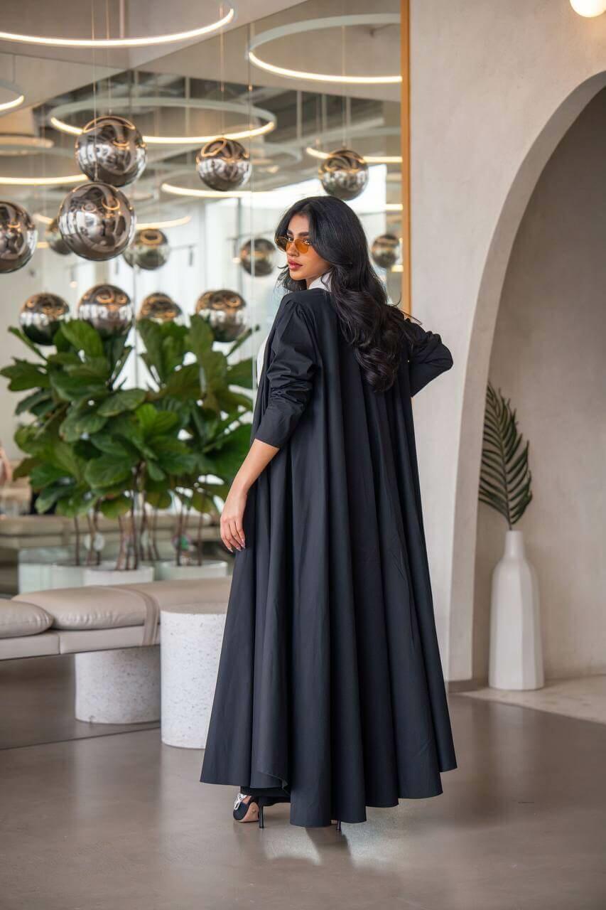 Black Zara cotton practical abaya-free size