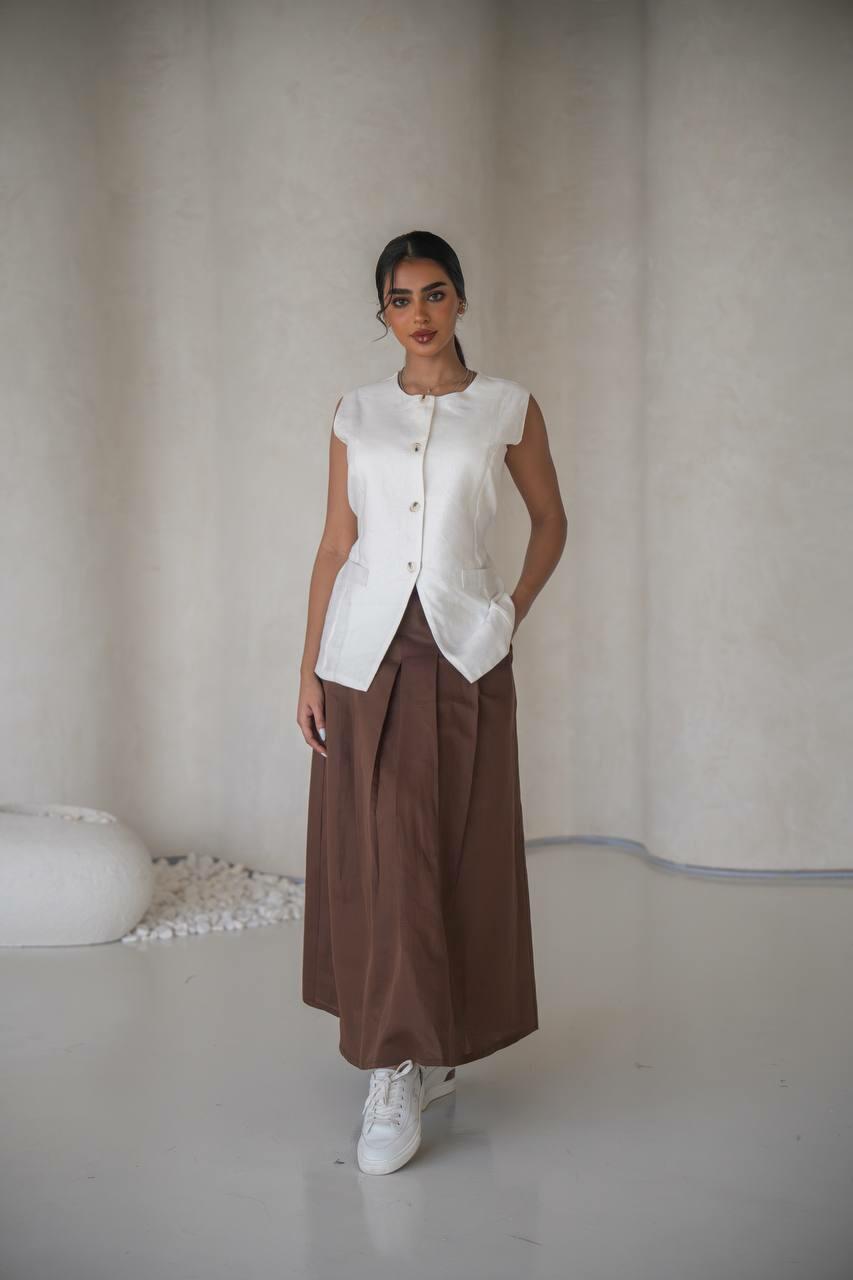 Brown linen abaya with inner set