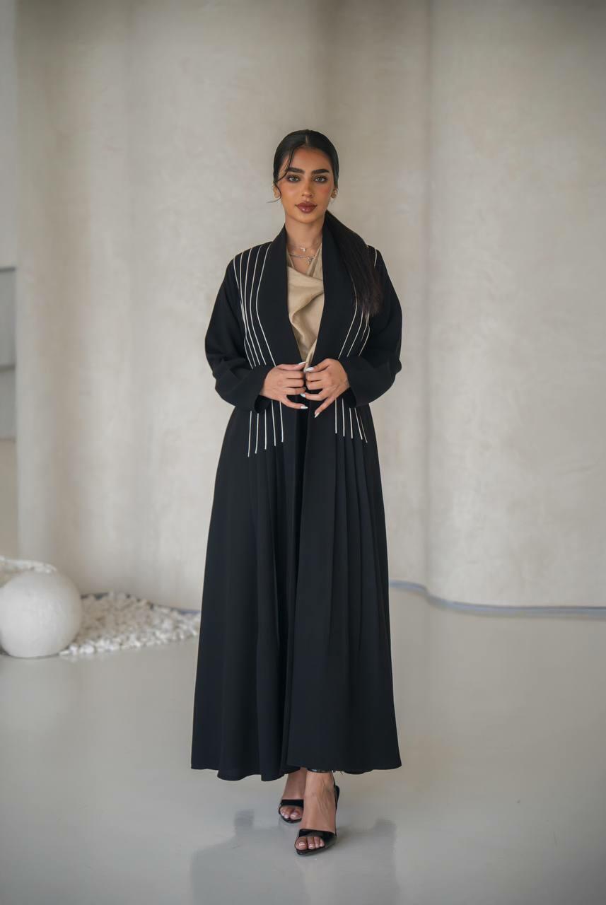 Black crepe abaya with inner set