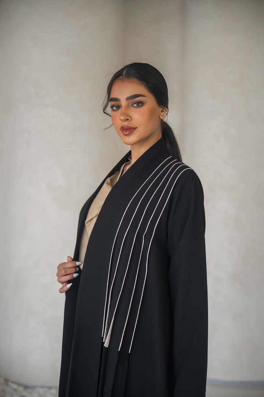 Black crepe abaya with inner set